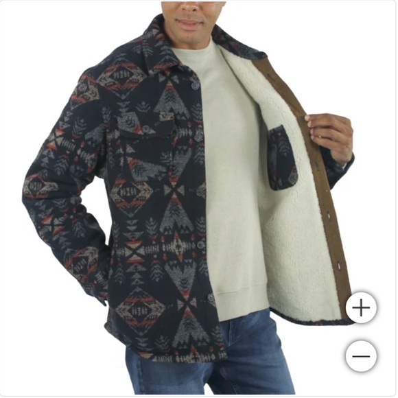Jachs Men’s Multi Aztec Sherpa Lined Wool Blend Jacket Shacket New - Picture 15 of 15